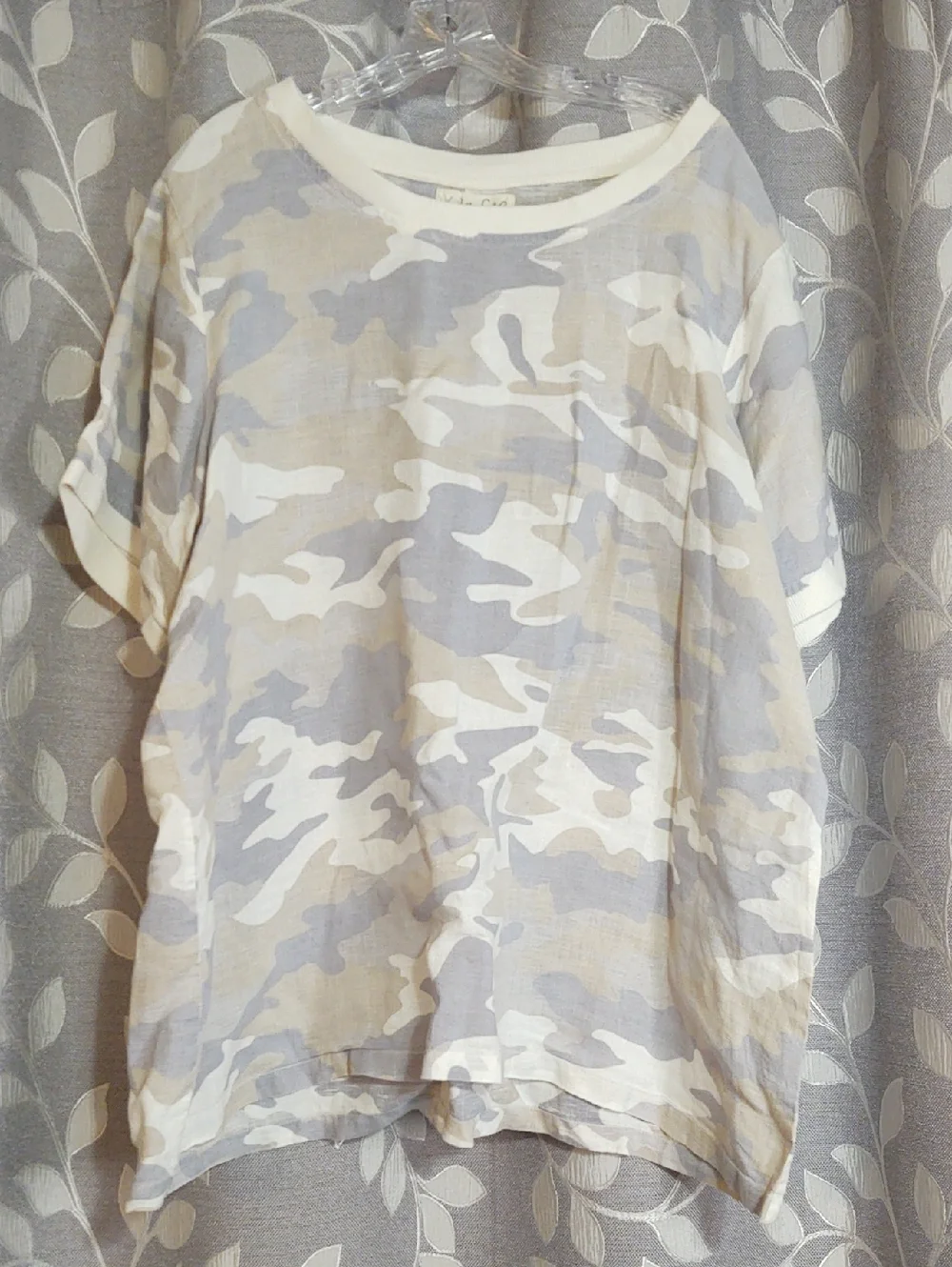 Kyla Seo Linen Light Neutral Camo Shirt size 2X